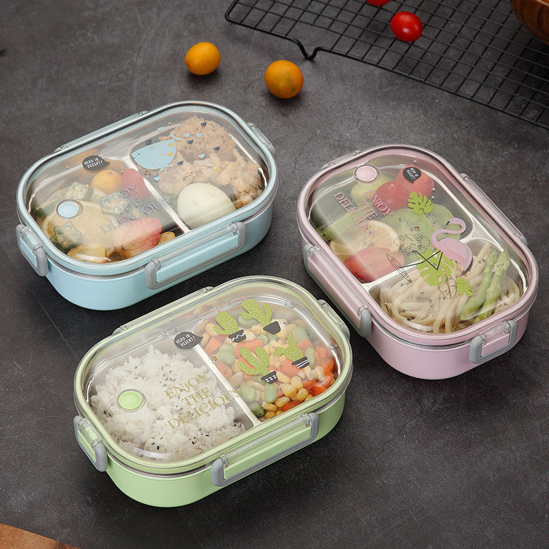 Portable 304 Stainless Steel Lunch Box Multi-layer Compartment Sealed Bento Box Sealed