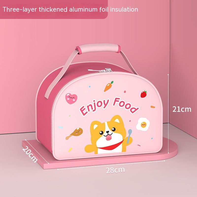 Cute Stainless Steel Insulated Lunch Box & Cartoon Bag Set- Leakproof, Hot & Cold Storage